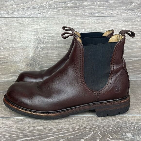 Frye Bowery Chelsea 3487186 Men's Sz 10.5D Dark Brown Leather Pull On Lug Boots - Picture 3 of 16